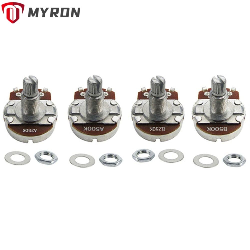 4 Potenziometri B50K Per Chitarra Elettrica E Basso – Albero Lungo 18 Mm, Split Shaft, Manopole Metalliche