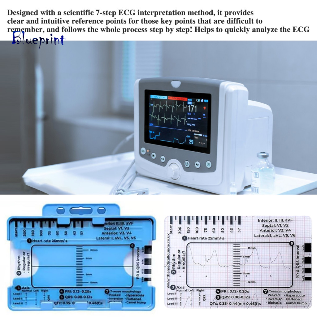 Ekg 7 Step Ruler แบบพกพา Ekg ไม้บรรทัดโปร่งใส Ekg Caliper เครื่องมือวัด ...