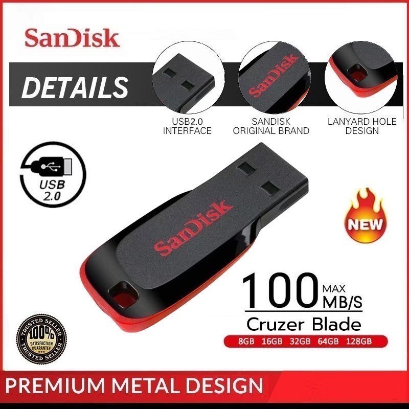 แฟลชไดร์ฟ SANDISK Flash Drive CRUZER BLADE USB 2.0 (SDCZ50-B35) 8GB ...