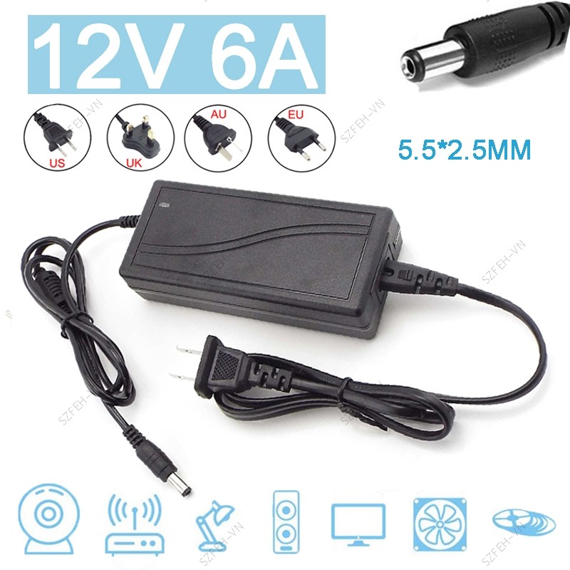 Led Light กล้องวงจรปิดแหล่งจ่ายไฟ AC 110V 240V DC 12V 6A อะแดปเตอร์แปลง ...