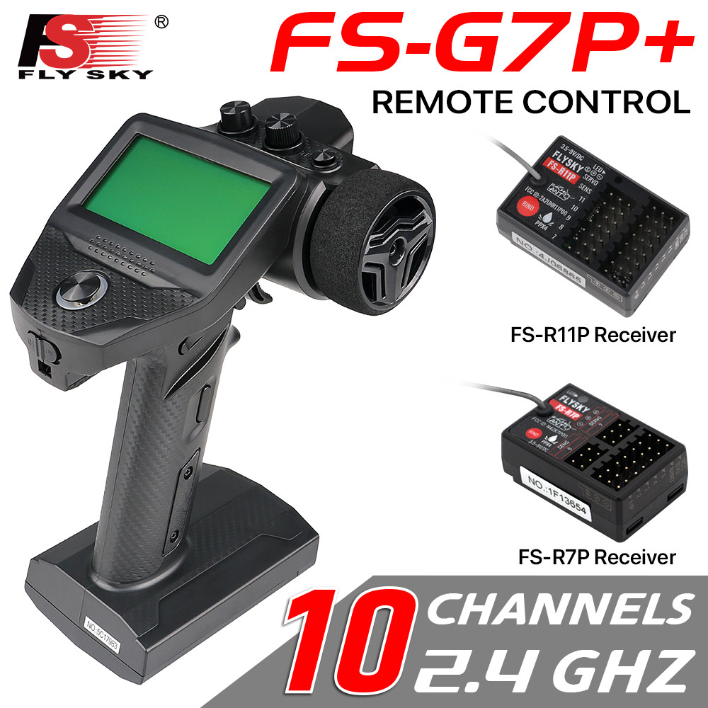 HTLNUZD Flysky FS-G7P Transmetteur pour voitures et bateaux, avec contrôleur radio FS-R7P, 7 canaux 2,4 GHz pour récepteur RC Crawler (récepteur