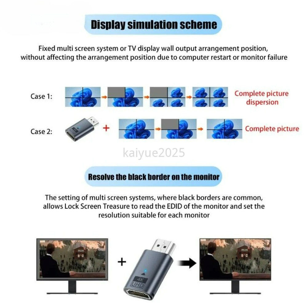 4k @ 60Hz รองรับ HDMI ชายหญิง HDR Virtual Monitor EDID Emulator สําหรับ ...