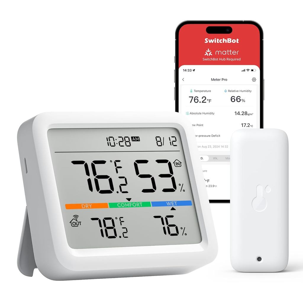 SwitchBot Meter Pro, Digital Hygrometer & Temperature - Wireless Indoor ...