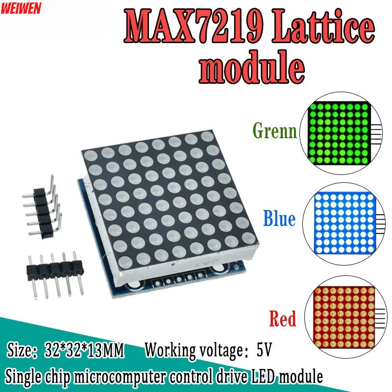 MAX7219 dot matrix โมดูล microcontroller โมดูล DIY ชุด MCU จอแสดงผล LED ...