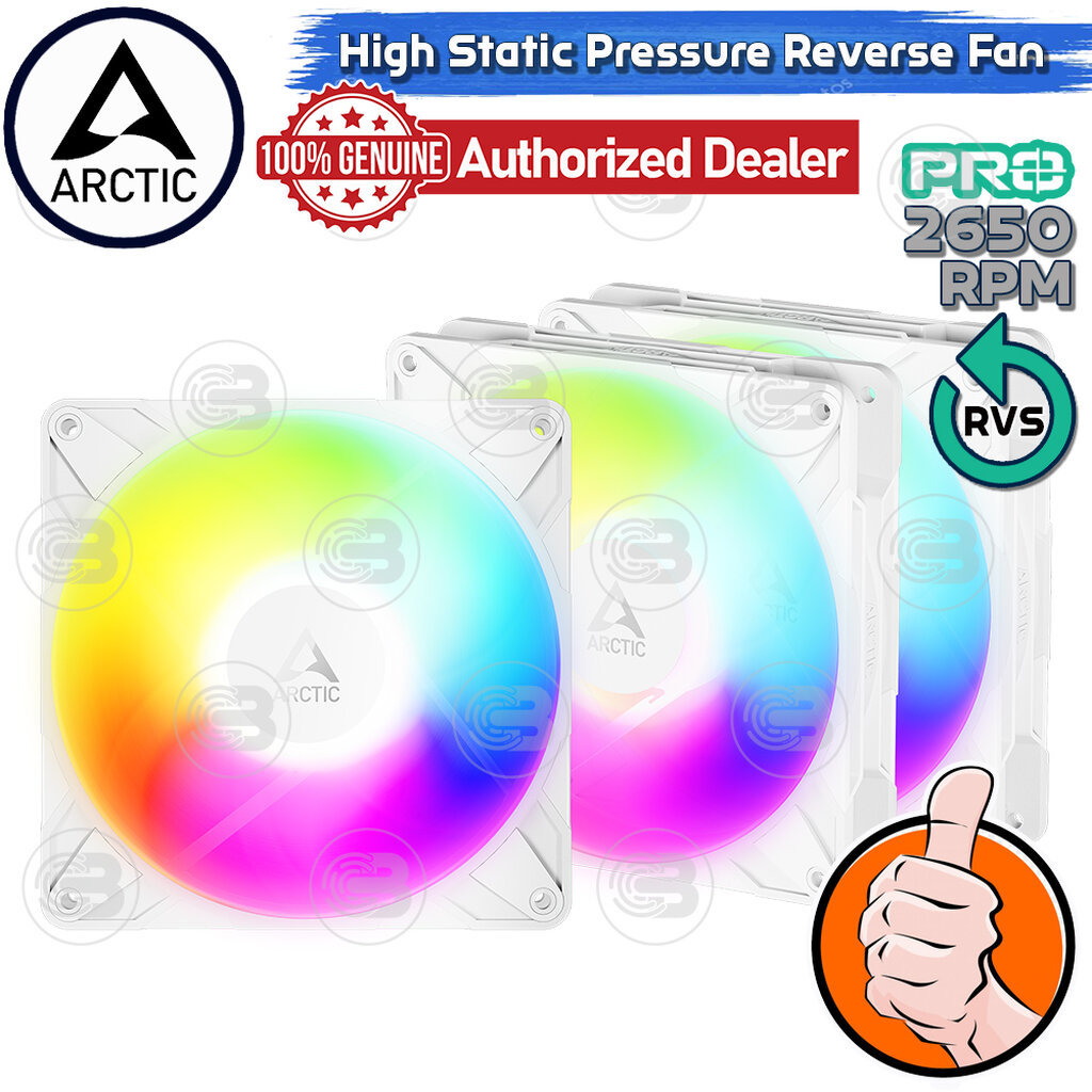 [CoolBlasterThai] ARCTIC P14 PRO REVERSE A-RGB PST WHITE (size 140 mm.) X3 Value Pack PC Fan Case ประกัน 6 ปี