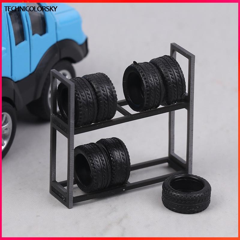 Technicolorsky 1:64 Scale Tyre Rack Display Holder & 7pcs ยาง,รุ่นรถฉาก ...