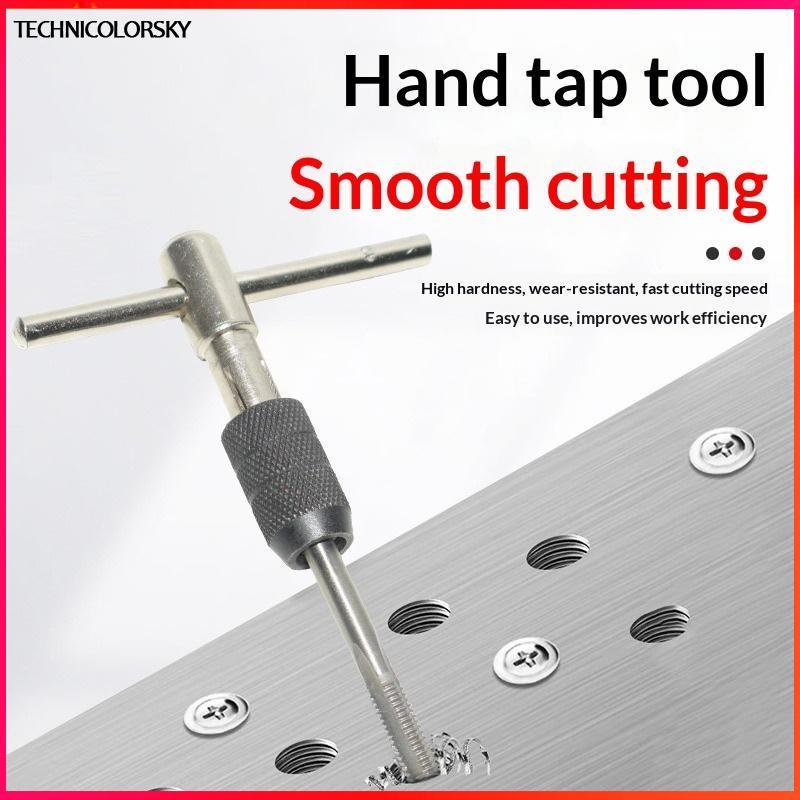 Technicolorsky 3-6 มม.T-shaped Tap ประแจ 5 ชิ้น Hand Tap M3-M8 Tapping ...