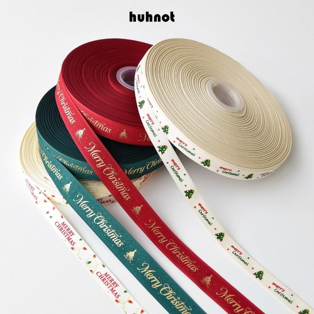 HUHNOT 2M Christmasn Ribbon, Merry Christmas Red Grosgrain Ribbons ...