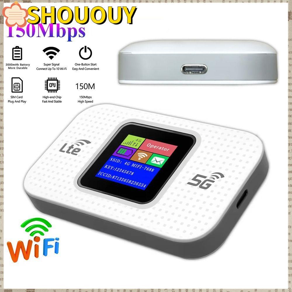 SHOOUUY Pocket WiFi Router, Mini 3000mAh 4G LTE Hotspot Router, แบบพกพา ...