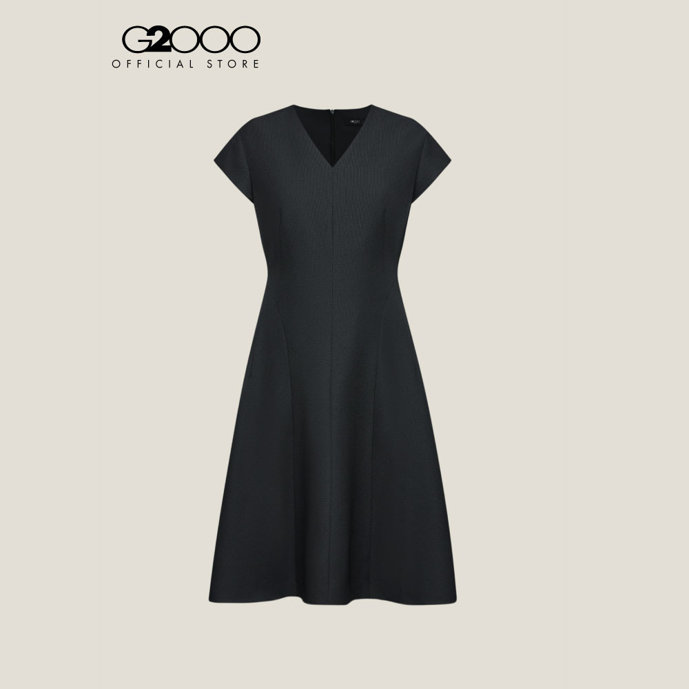 g2000 black dress G2000 Black Partial Pleated Dress
