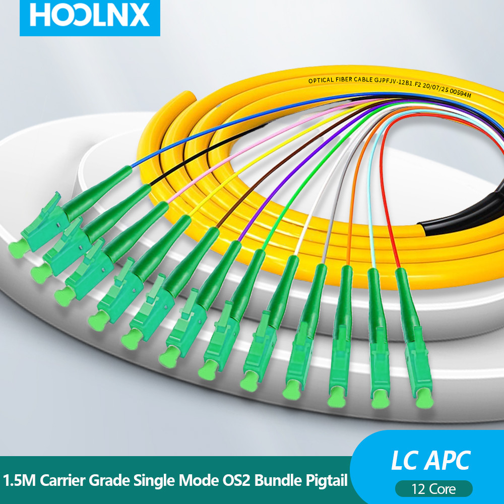 HOOLNX Carrier เกรด LC APC 12 Core Single Mode 1.5M LSZH Ribbon Pigtail ...