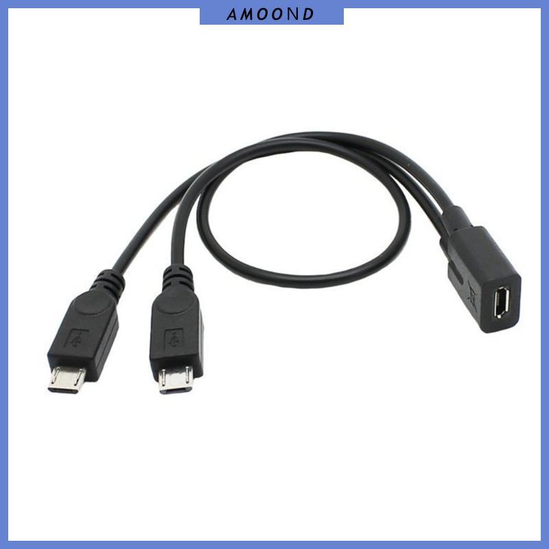 AMOOND Micro USB Female to 2 Micro USB Male Splitter Cable Extension ...