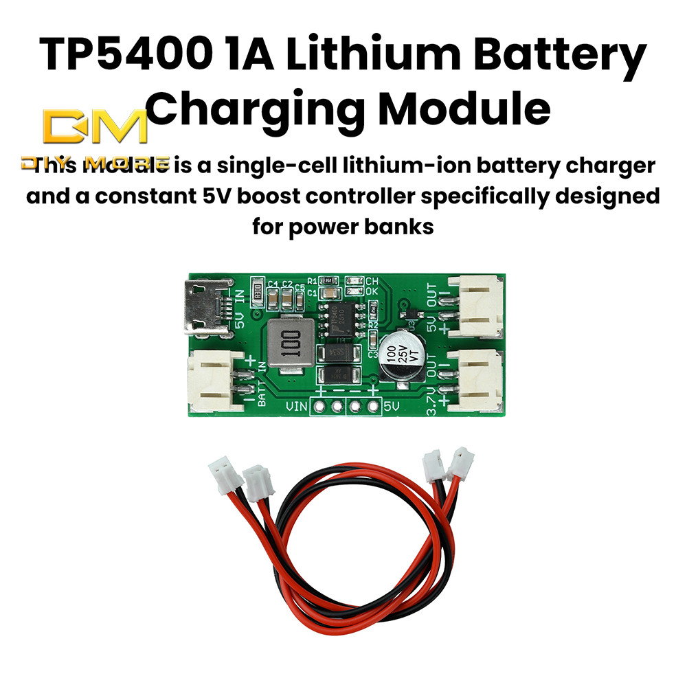 DIYMORE TP5400 1A แบตเตอรี่ลิเธียมโมดูลชาร์จ 5V 1A Boost โมดูลควบคุม ...