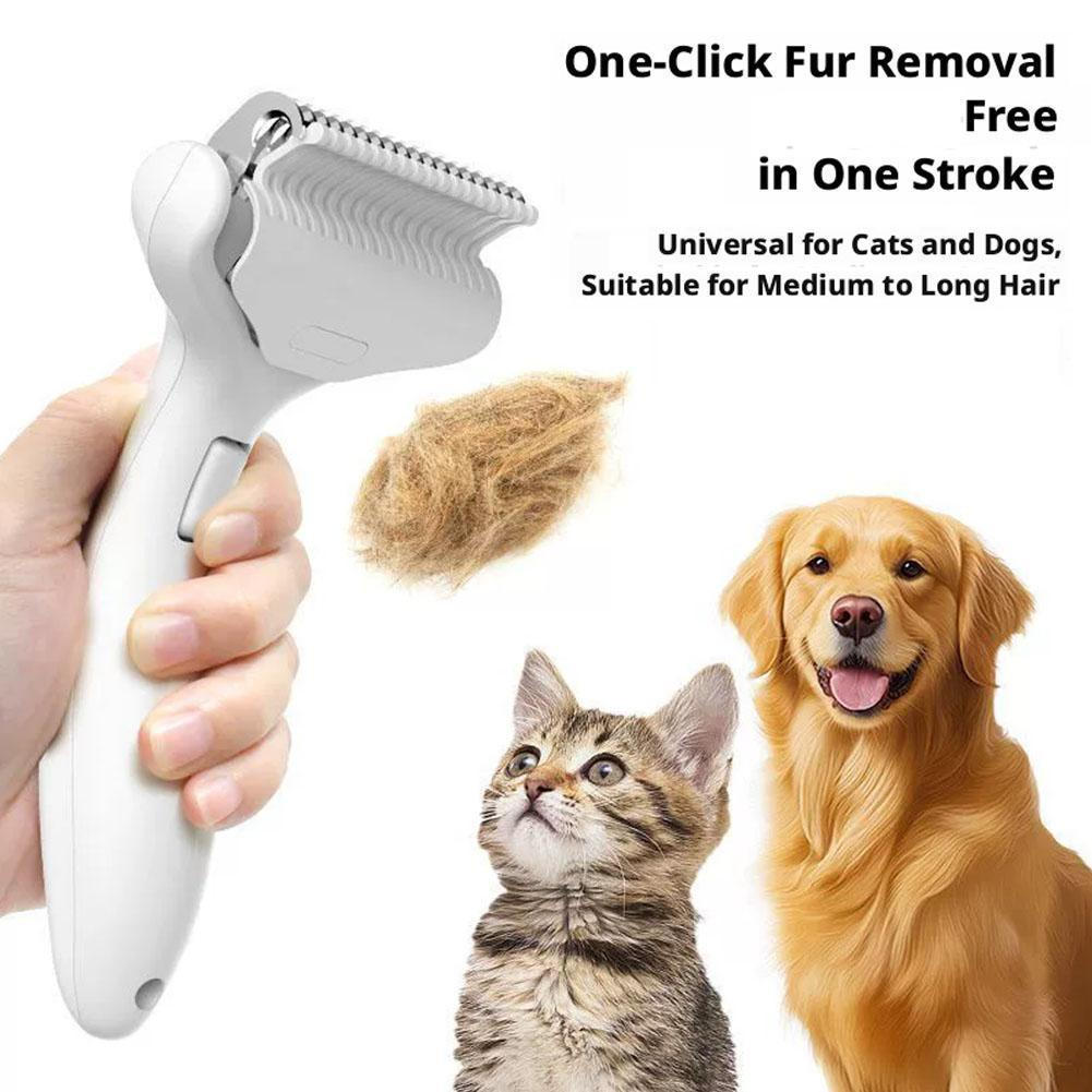 Curved Design Cat Anti-tangle Comb ใบมีดสแตนเลส Deshedding Dog Hair ...