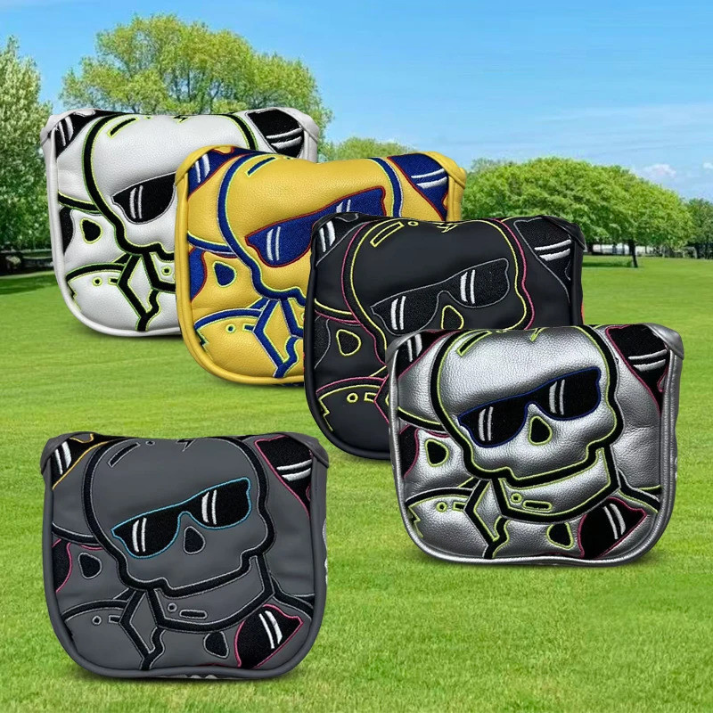 Skull square putter cover with magnet opening and closing PU material ...