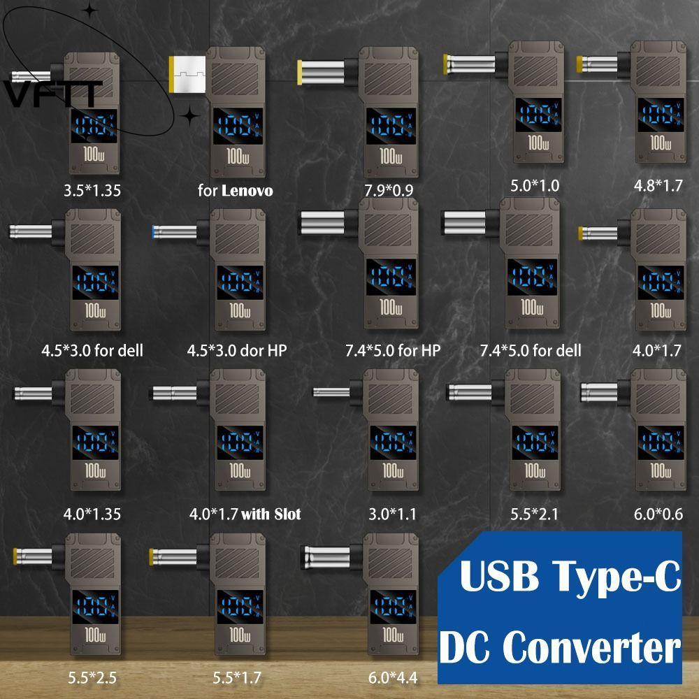 ตัวแปลง VFTT USB-C เป็น DC, อะแดปเตอร์ Type-C เป็น DC อัจฉริยะ PD 100W ...