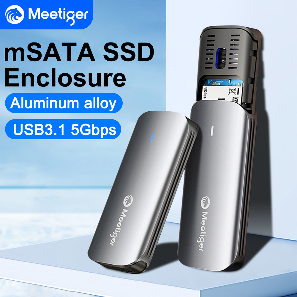 Meetiger mSATA ฮาร์ดไดรฟ์ภายนอก SSD กรณี Type-C SSD Enclosure อะแดปเตอร์ภายนอก 5Gbps สําหรับ mSATA SSD สําหรับ PC กรณี
