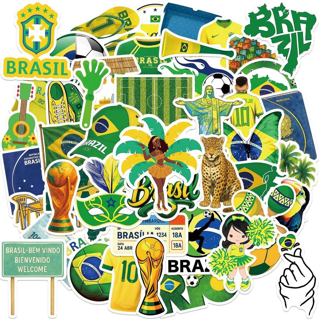 Travel Brazil Stickers Camping 50ชิ้น สติกเกอร์ทีมชาติบราซิล ฟุตบอลโลก ...
