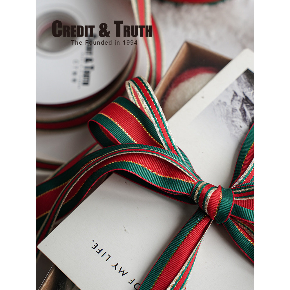 ธงคริสมาส พรอพคริสมาส Multi-Specification Christmas Tri-Color Ribbon ...