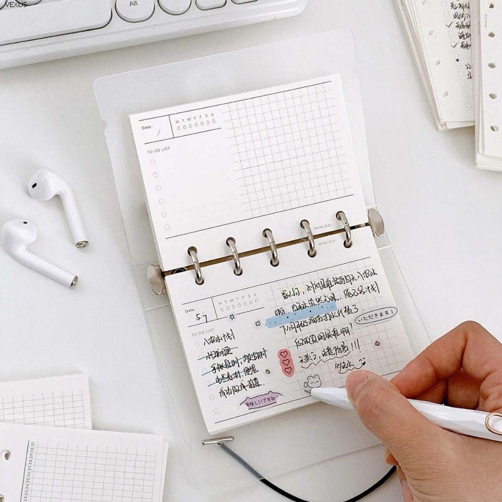 VEXUS M5 A8 กระดาษเติมโน้ตบุ๊คแบบหลวม, 50 แผ่นสายตารางด้านในเติม Binder ...