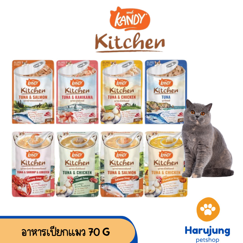 Kandy Kitchen แคนดี้ คิตเช่น อาหารเปียกแมว ไม่ใส่เกลือ ผลิตจากปลาเนื้อ ...