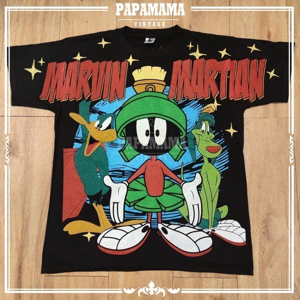 แฟชั่น 2026 Vintage Marwin the Martian All Over พิมพ์เสื้อยืด Space ...