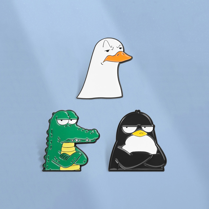 เข็มกลัดเคลือบเงา Grumpy Goose, Crocodile, Penguin น่ารักสำหรับตกแต่ง ...