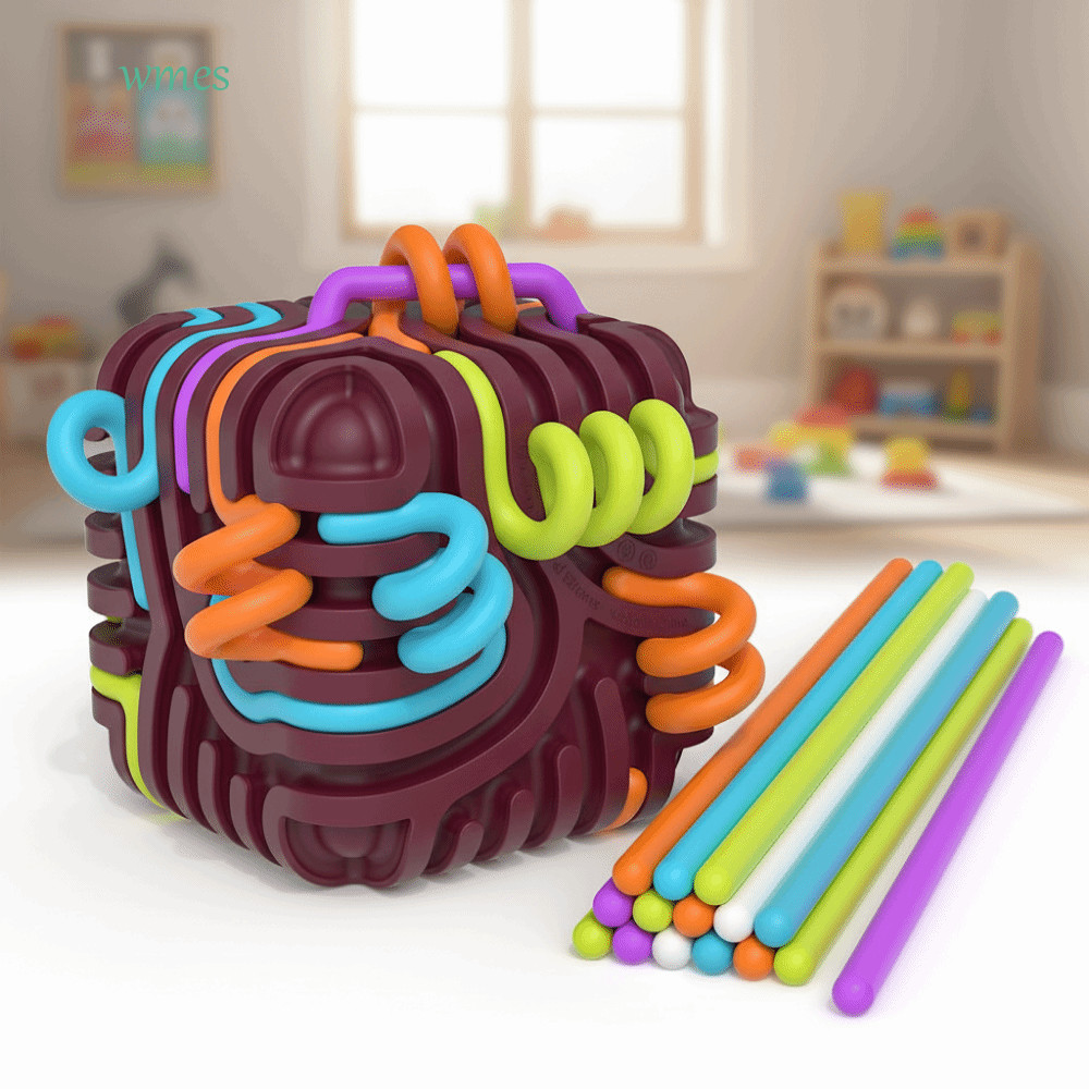 WMES1ZA Sensory Fidget ของเล่น,แบบพกพา Cube 15 Rods Design Sensory ...