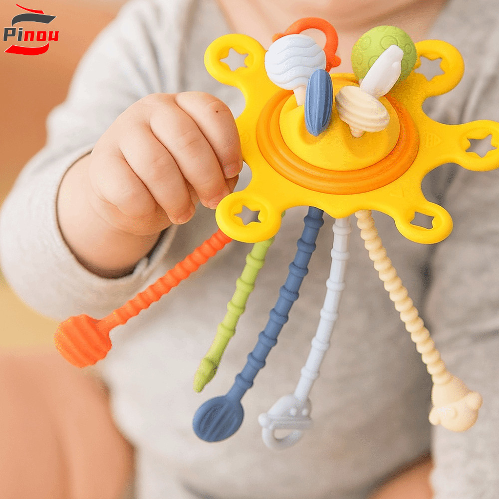 PINOU ซิลิโคนดึง String ของเล่น, PP Grab Ball Baby Sensory Montessori ...