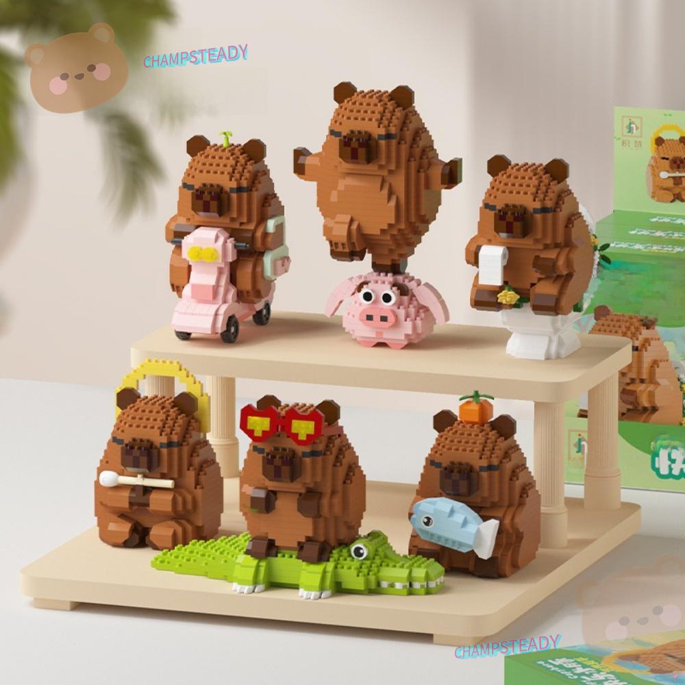 CHAMPSTEADY Capybara Building Blocks, การ์ตูนสัตว์ Nanobricks Capybara ...