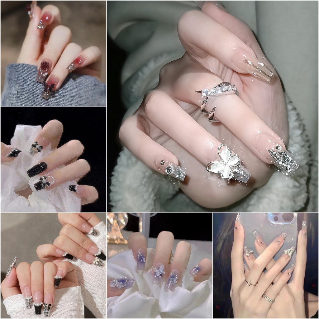 【FREE GLUE】2026 Newest 24pcs French Fake Nais Set with Glue Acrylic Full Nail COD