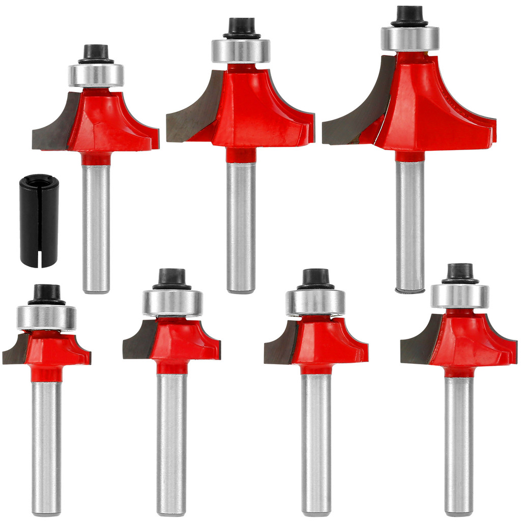 7 ชิ้น 1/4 นิ้ว Shank Roundover Edging Router Bit ชุดคาร์ไบด์แบริ่ง ...