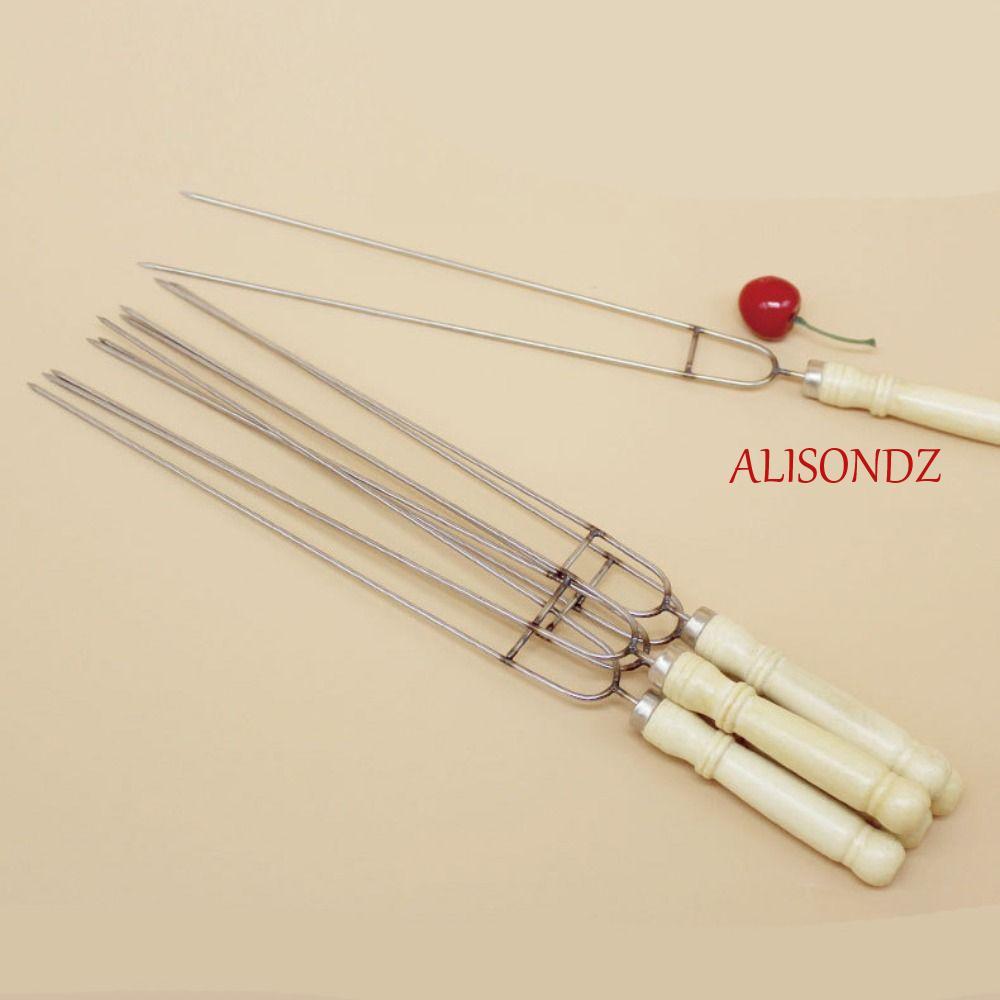 ALISONDZ BBQ Skewer Meat String เตาย่างสแตนเลสปิคนิค U-Shaped ด้ามไม้ ...