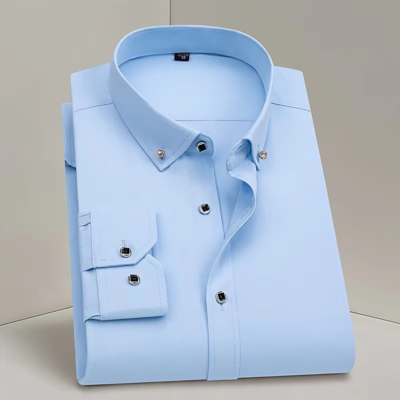 sachin and babi light blue dress Mens Dress Shirts Casual Solid Color Long Sleeve Shirts Lightweight Comfort  Button Up Shirts Business Shirt Slim Fit Muscle Shirts main image 1