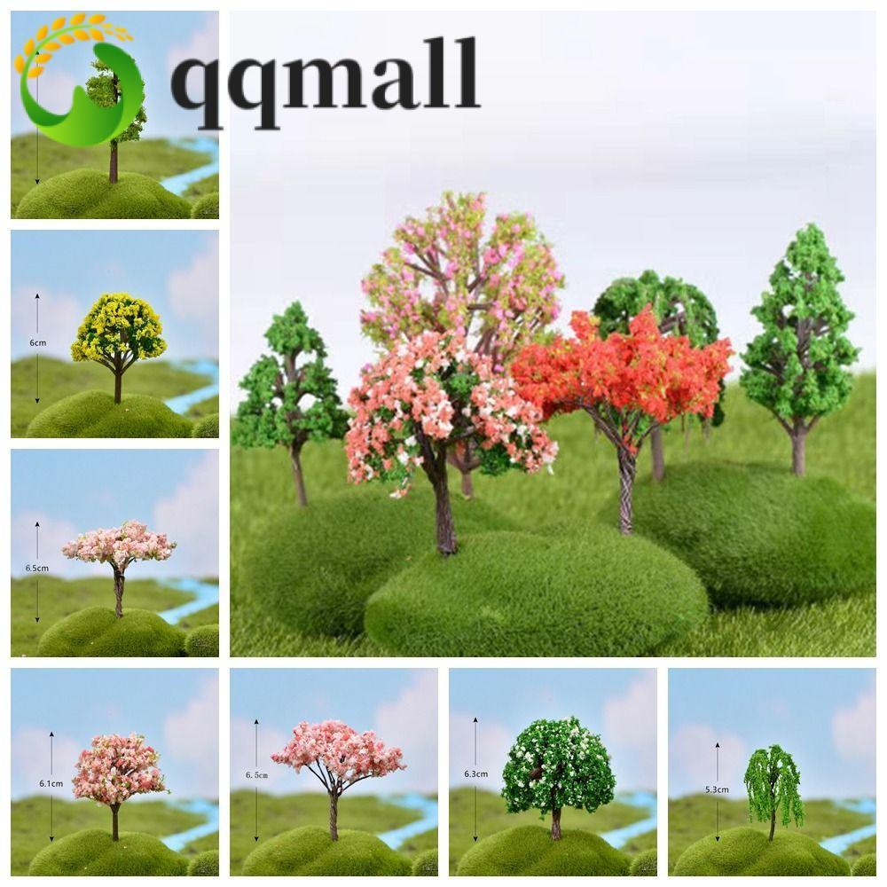QQMALL Sakura Miniatures,พลาสติกสไตล์ชนบทจําลองต้นไม้ภูมิทัศน์,Micro ...