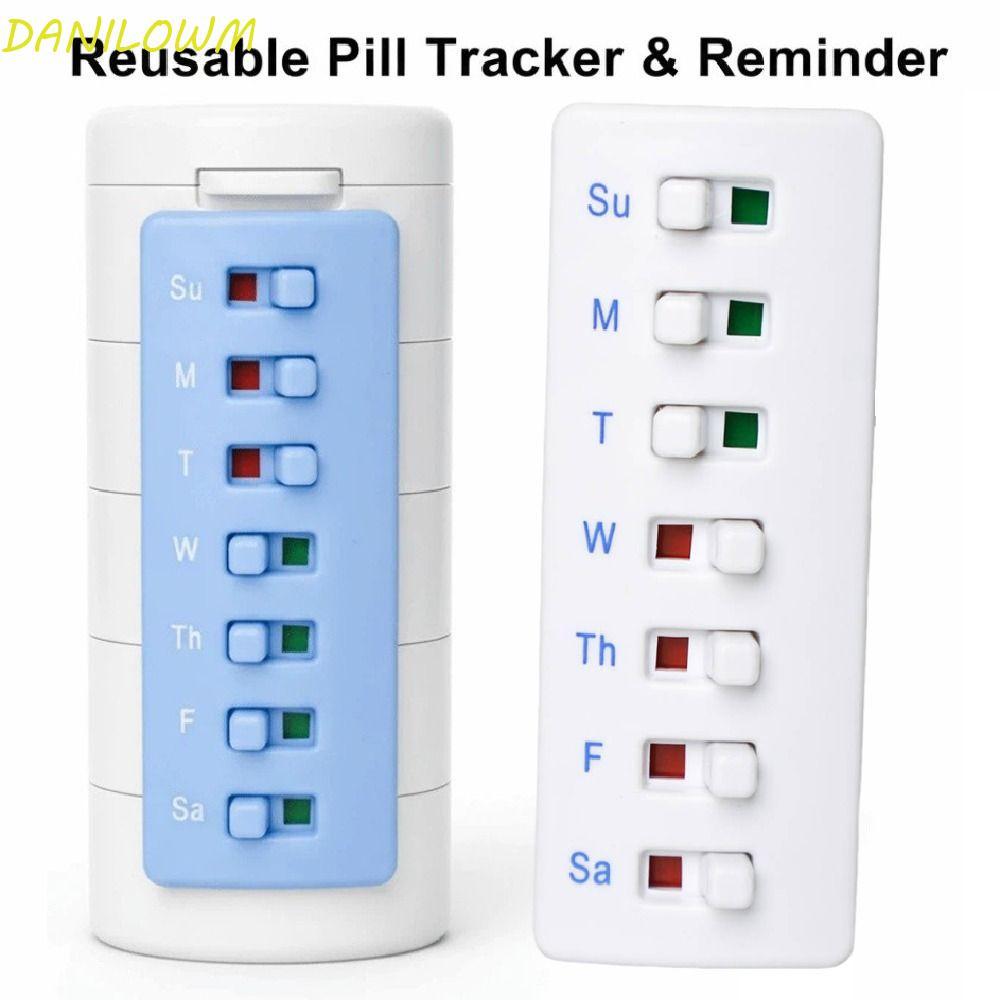 DANILOWM ยาเตือน, Curved-Back Anti-Slide Design Reusable Pill Tracker ...