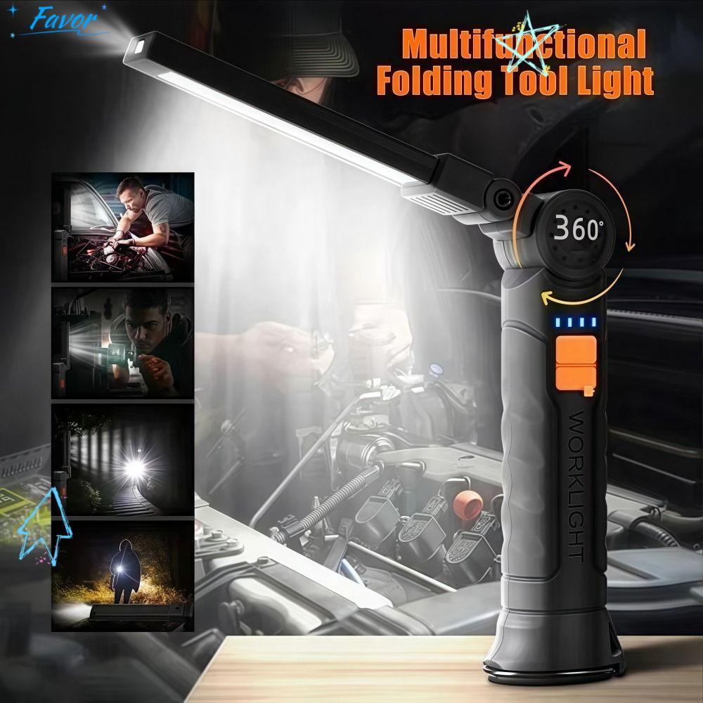 ไฟฉาย FAVOR LED กันน้ำ ชาร์จไฟได้ มีแม่เหล็กและตะขอ ส่องสว่างสำหรับการ ...
