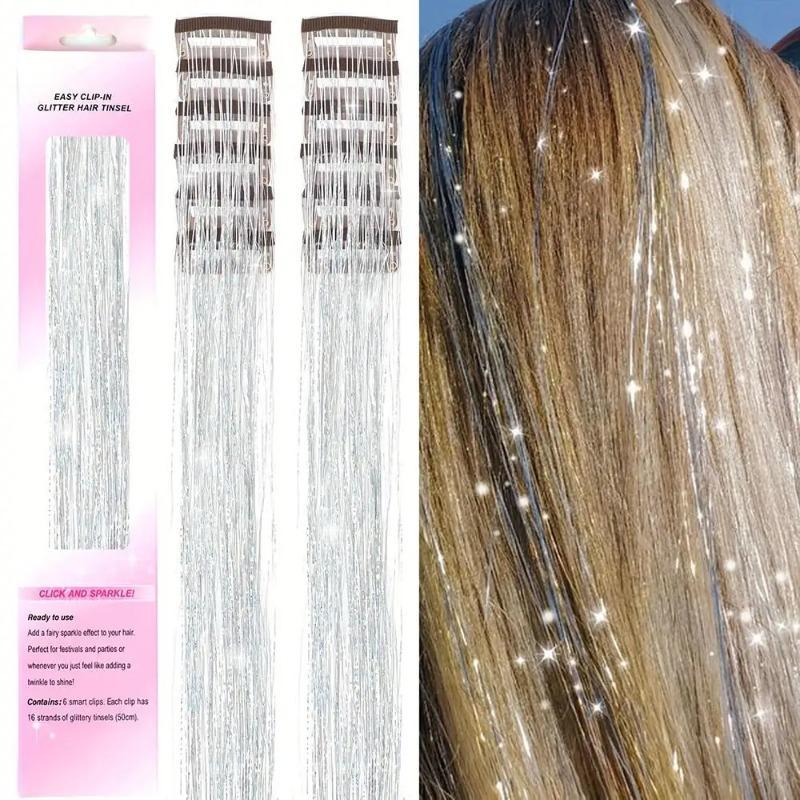 ของแต่งผมคริสต์มาส 12 ชิ้น: หางม้า ผ้าโพกศีรษะ คลิปผมประกาย Glitter Tinsel
