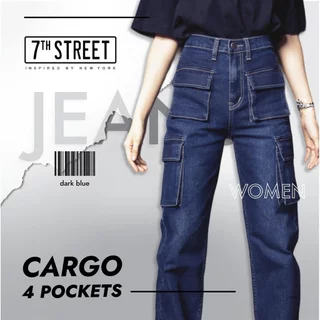 กางเกงยีนส์ขายาวผู้หญิง 7ᵗʰ Street ทรง Cargo 4 Pockets รุ่น W-CGP ส่วมใส่สบายคล่องตัว Jean Clothing Lady