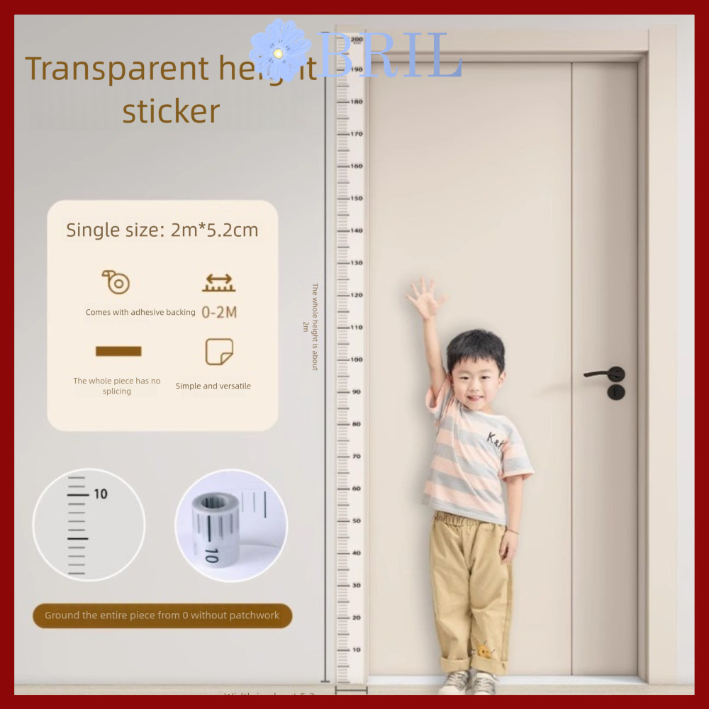 จัดส่งจากประเทศไทย แผนภูมิการเจริญเติบโตของเด็กของ brill, สติ๊กเกอร์วัดความสูงกันน้ําแบบถอดได้, กาวในตัว 2ม ความสูงโปร่งใสความสูงวัดเทปใช้ในบ้าน