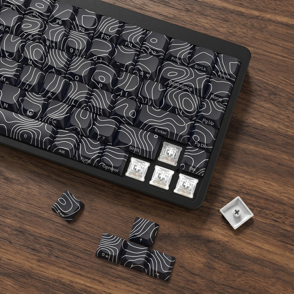 Low Profile Contour Line Side Print Key caps Five Side Dye-Sublimation ...