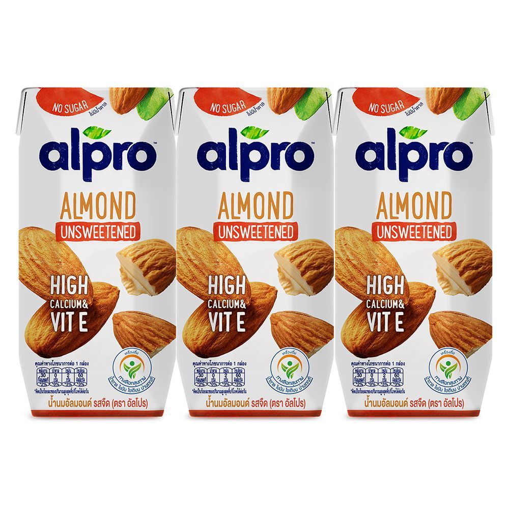 [สินค้าส่งด่วน] อัลโปร อัลมอนด์ UHT รสจืด 180มล. แพ็ค 3 ALPRO ALMOND ...