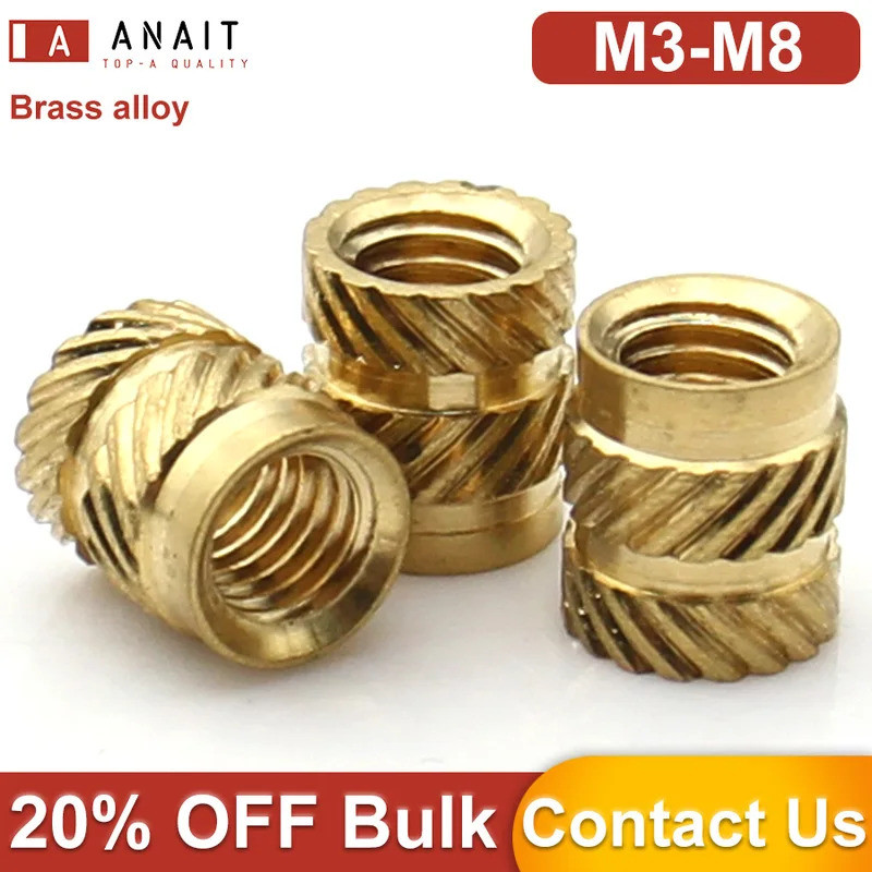 10-50Pcs M2 M3 M4 M5 M6 M8 Brass Knurled Insert Nuts for Injection ...