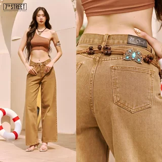 กางเกงยีนส์ขากระบอก 7ᵗʰ Street สวมใส่สบาย ทรงสวยใส่แล้วพรางหุ่น เนื้อผ้า Cotton 100% สี BROWN FADE รุ่น W-FAD