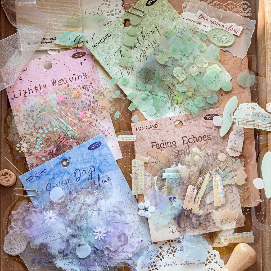 P PET White Ink Sticker Pack หลากสีสีน้ําปูเกลือ Series All-Match วัสดุ ...
