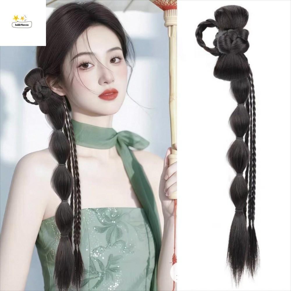 HOBBYHAVEN ยาว Braiding Hair Extensions, ใหม่สไตล์จีน Bubble Braid Ball ...