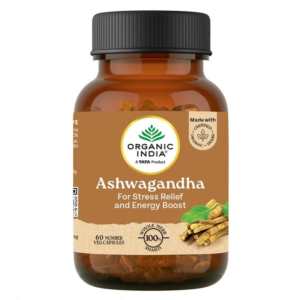 Organic India Ashwagandha Capsules - 60 Veg Caps โสมอินเดีย ออร์แกนิค. ...