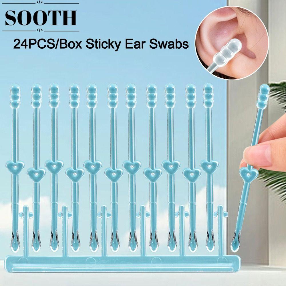 SOOTH 24 ชิ้น/กล่อง Sticky Ear Swabs, Soft Ear Cleaner ทิ้ง Ear Swabs ...