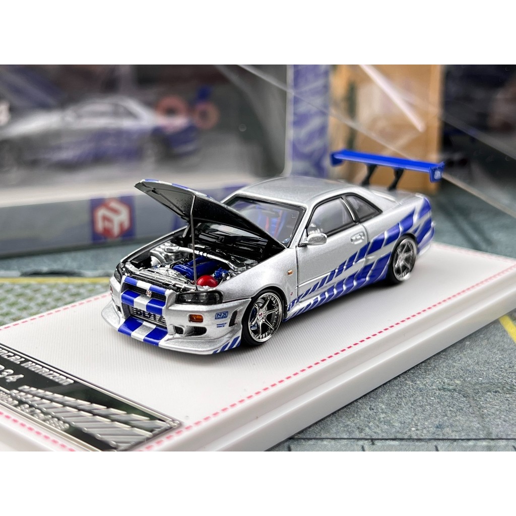 คลังสินค้าพร้อม FH 1: 64 Nissan Nissan GT-R R34 Skyline FNF เปิดฝาครอบ ...