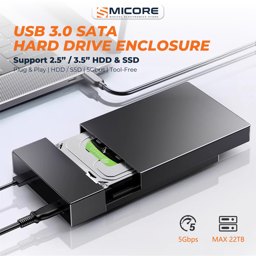 USB 3.0 SATA Hard Drive Enclosure 2.5/3.5 Inch External HDD SSD Box ...